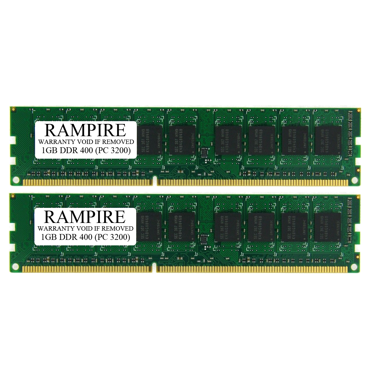 RAMPIRE 2GB (2 x 1GB) DDR 400 (PC 3200) 184-Pin SDRAM 2Rx8 Standard Profile 2.5V ECC Unregistered Server Memory
