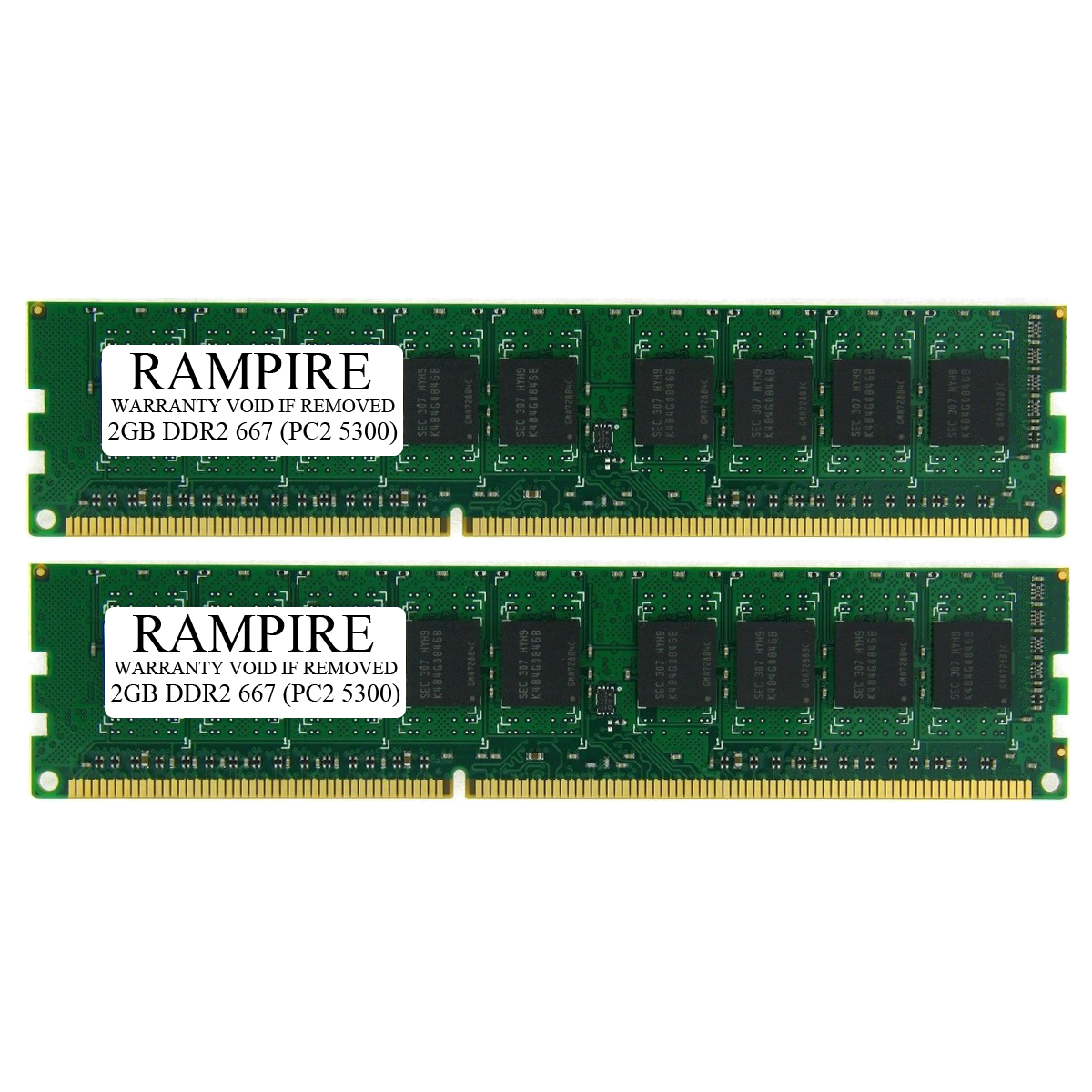 RAMPIRE 4GB (2 x 2GB) DDR2 667 (PC2 5300) 240-Pin SDRAM 2Rx8 Standard Profile 1.8V ECC Unregistered Server Memory