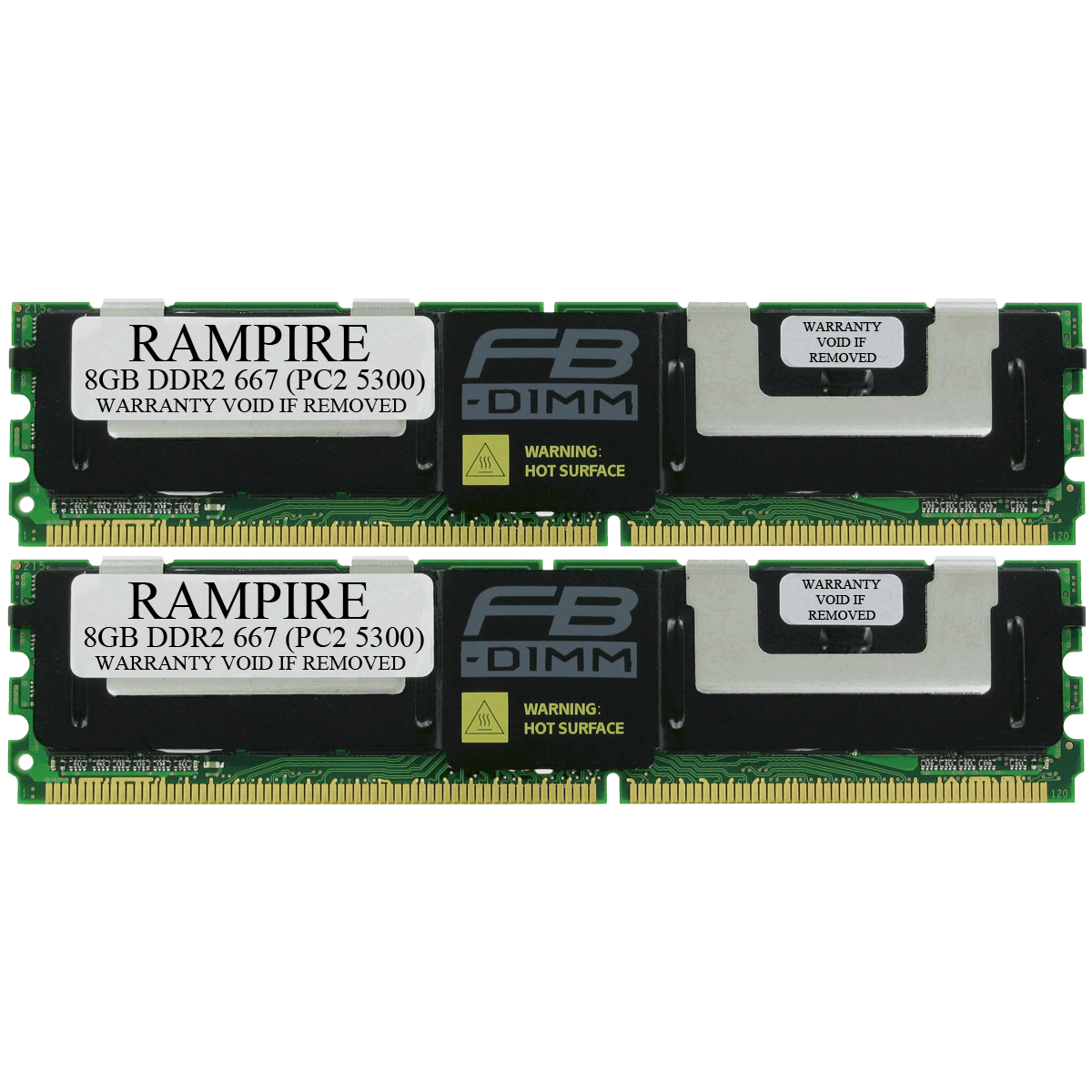 RAMPIRE 16GB (2 x 8GB) DDR2 667 (PC2 5300) 240-Pin SDRAM 2Rx4 Standard Profile 1.8V ECC Fully Buffered Server Memory