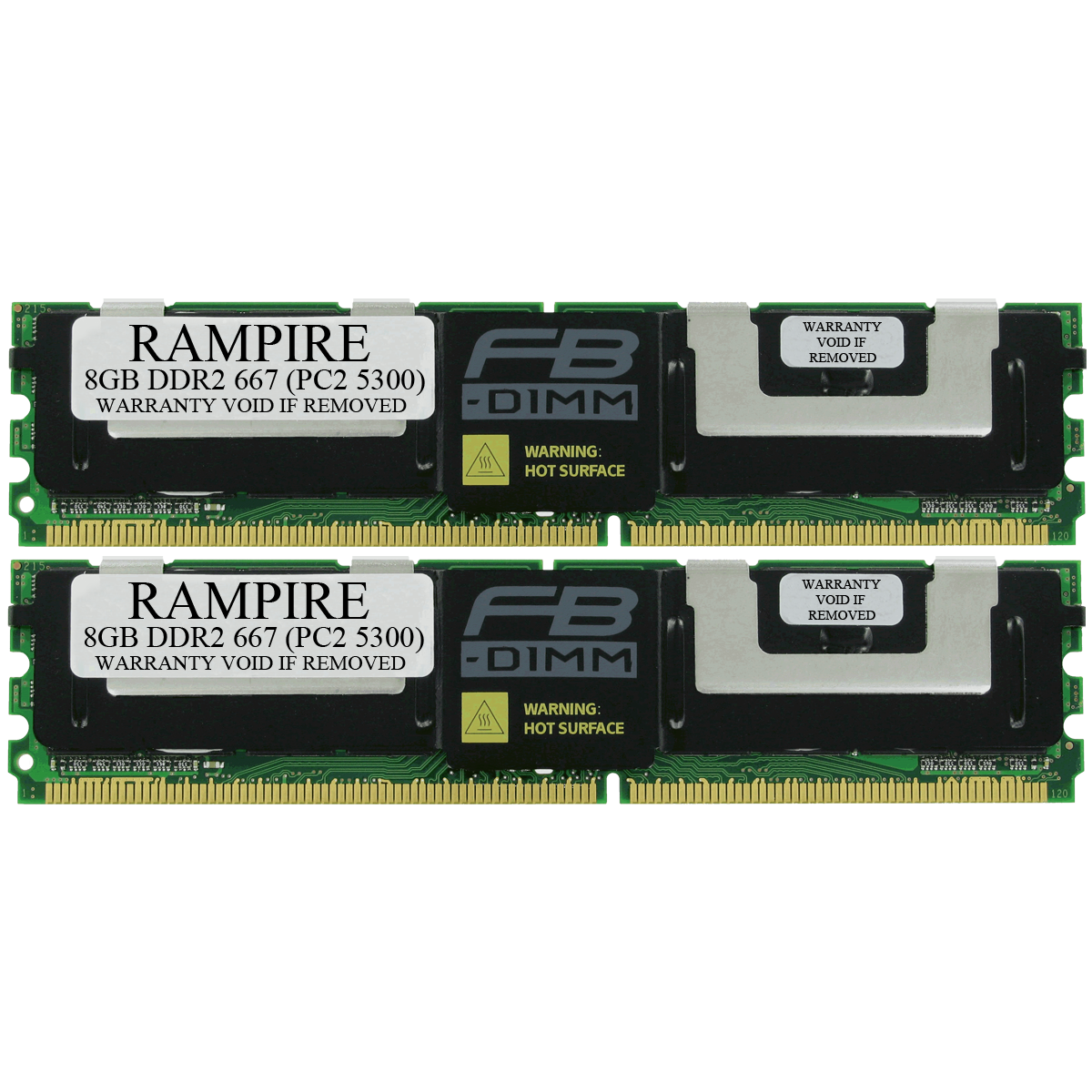 RAMPIRE 16GB (2 x 8GB) DDR2 667 (PC2 5300) 240-Pin SDRAM 4Rx4 Standard Profile 1.8V ECC Fully Buffered Server Memory