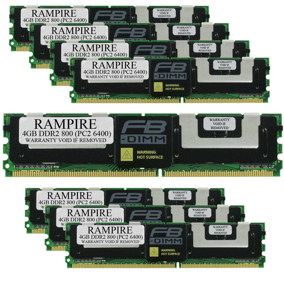 RAMPIRE 32GB (8 x 4GB) DDR2 800 (PC2 6400) 240-Pin SDRAM 2Rx4 Standard Profile 1.8V ECC Fully Buffered Server Memory
