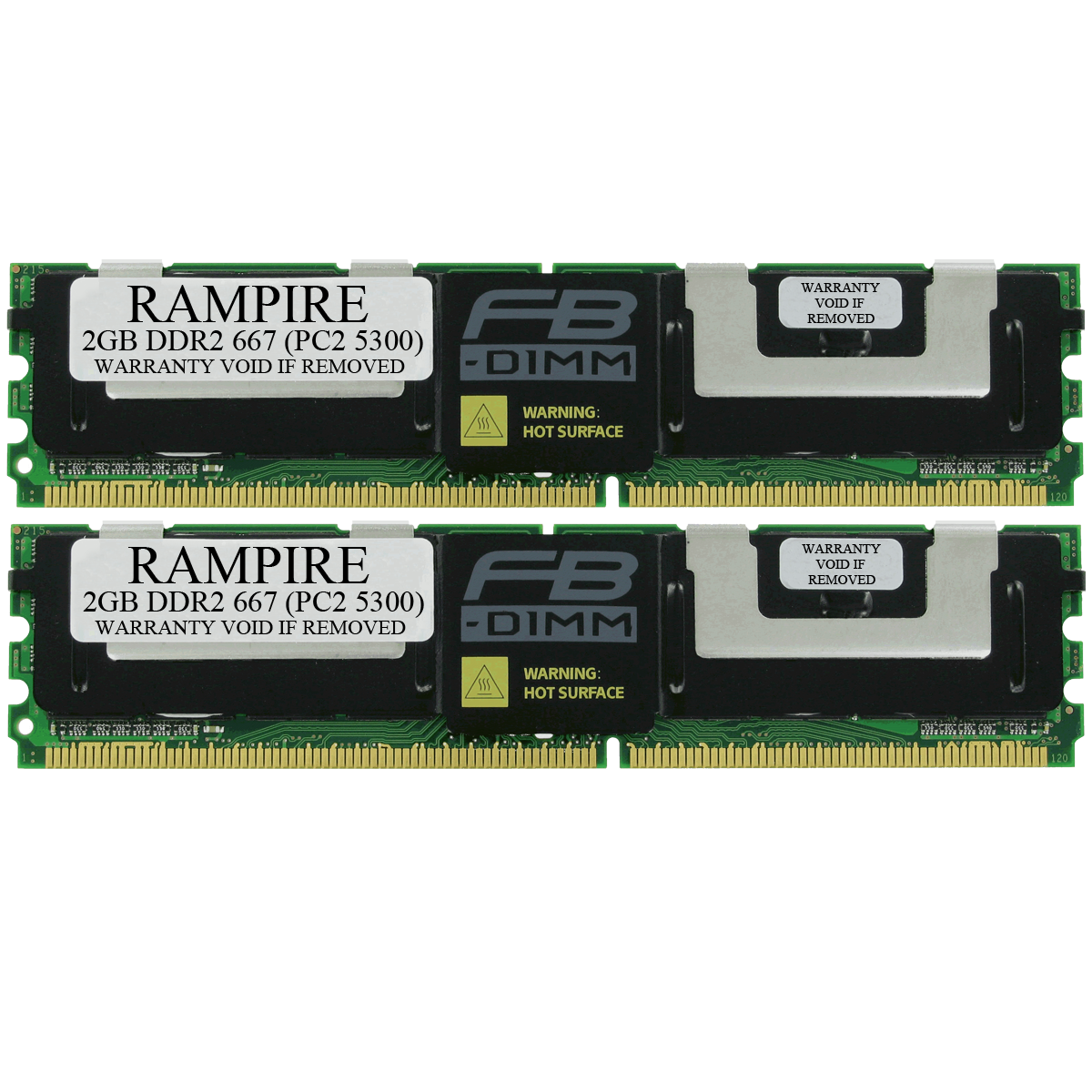 RAMPIRE 4GB (2 x 2GB) DDR2 667 (PC2 5300) 240-Pin SDRAM 2Rx4 Standard Profile 1.8V ECC Fully Buffered Server Memory