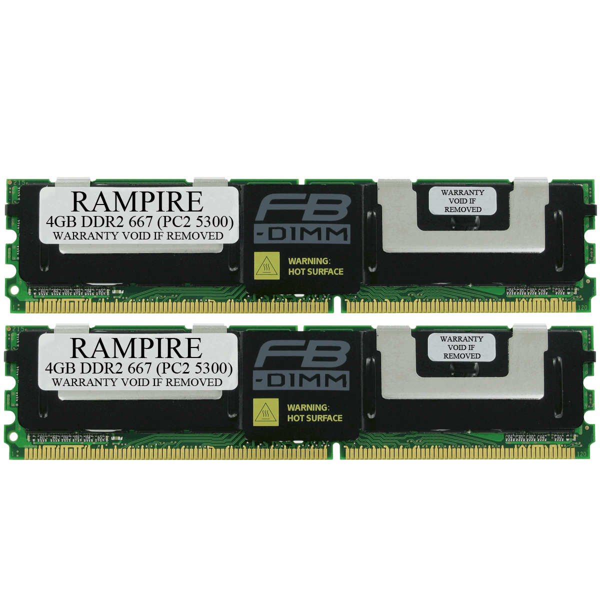RAMPIRE 8GB (2 x 4GB) DDR2 667 (PC2 5300) 240-Pin SDRAM 2Rx4 Standard Profile 1.8V ECC Fully Buffered Server Memory