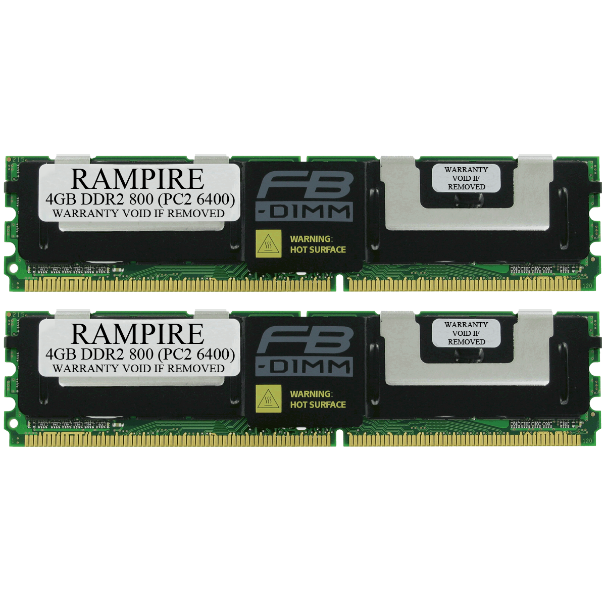 RAMPIRE 8GB (2 x 4GB) DDR2 800 (PC2 6400) 240-Pin SDRAM 2Rx4 Standard Profile 1.8V ECC Fully Buffered Server Memory