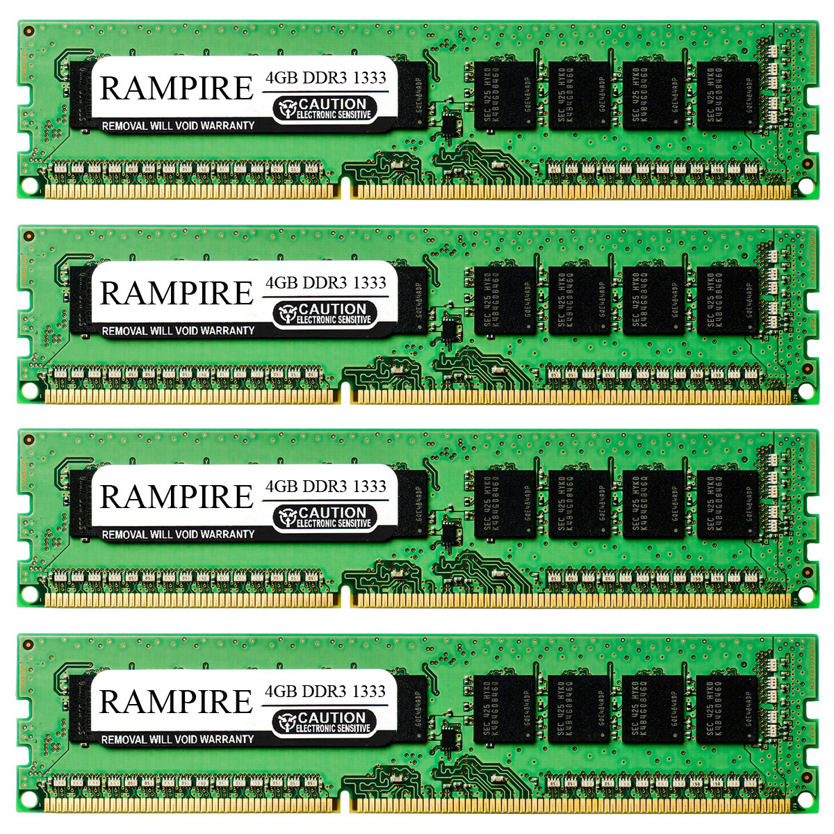 RAMPIRE 16GB (4 x 4GB) DDR3 1333 (PC3 10600) 240-Pin DDR3 SDRAM 1.5V 2Rx8 Non-ECC UDIMM Memory for Desktop PC