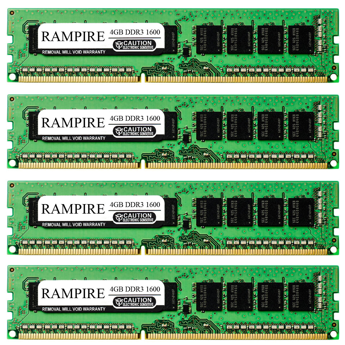 RAMPIRE 16GB (4 x 4GB) DDR3 1600 (PC3 12800) 240-Pin DDR3 SDRAM 1.5V 2Rx8 Non-ECC UDIMM Memory for Desktop PC