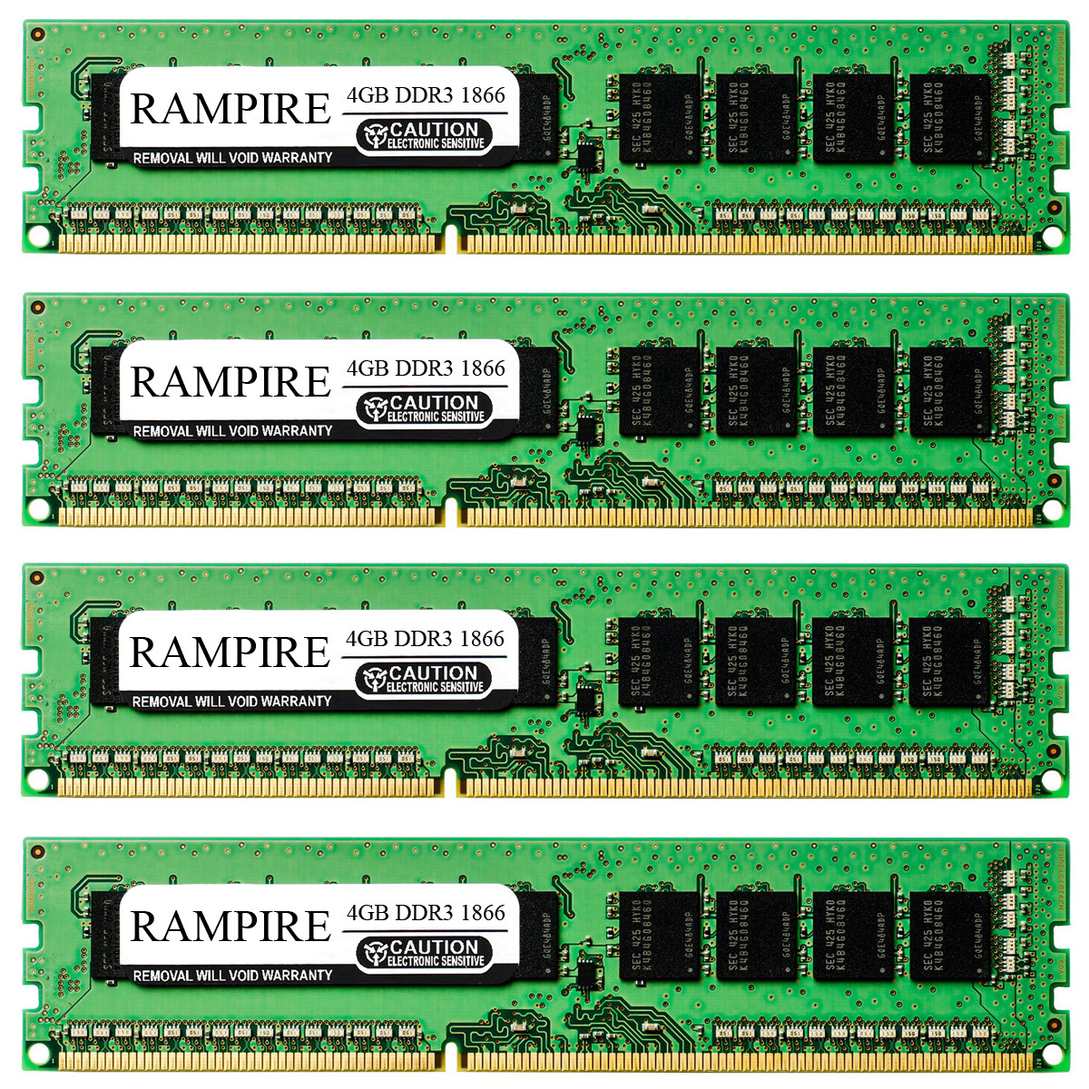 RAMPIRE 16GB (4 x 4GB) DDR3 1866 (PC3 14900) 240-Pin DDR3 SDRAM 1.5V 2Rx8 Non-ECC UDIMM Memory for Desktop PC