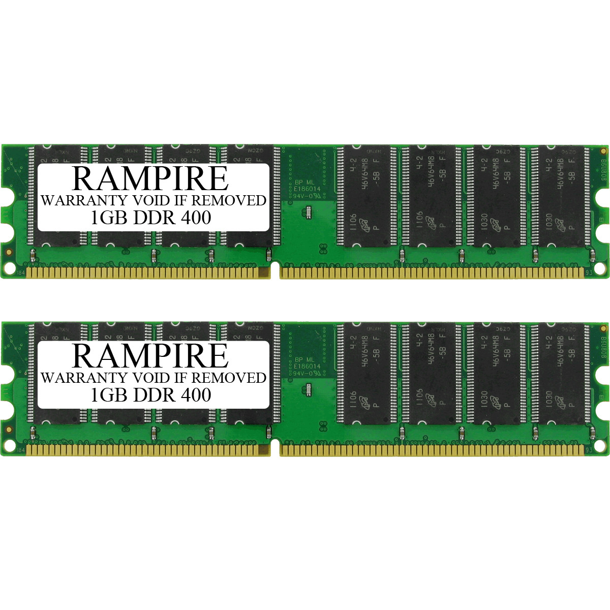 RAMPIRE 2GB (2 x 1GB) DDR 400 (PC 3200) 184-Pin DDR SDRAM 2.5V 2Rx8 Non-ECC UDIMM Memory for Desktop PC