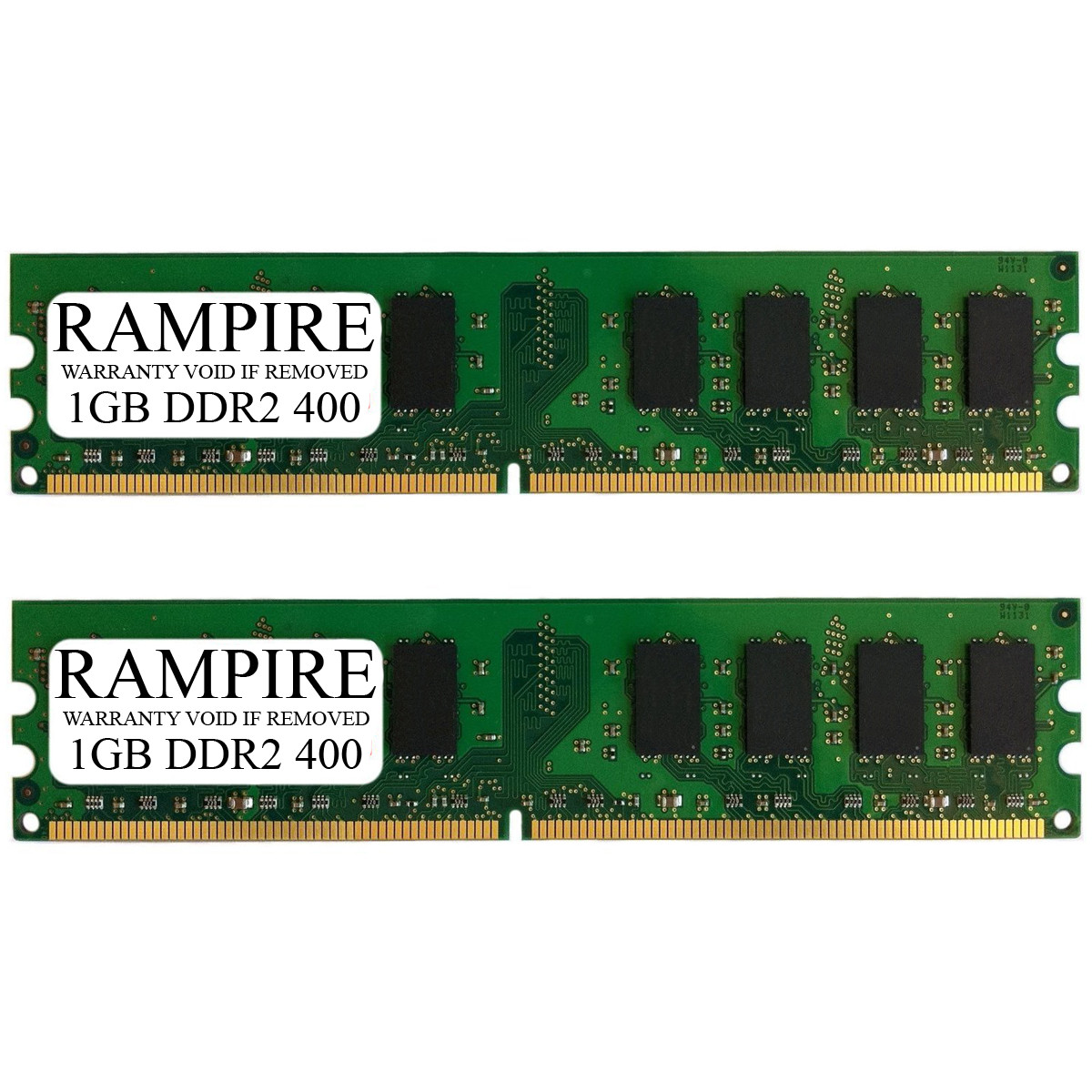 RAMPIRE 2GB (2 x 1GB) DDR2 400 (PC2 3200) 240-Pin DDR2 SDRAM 1.8V 2Rx8 Non-ECC UDIMM Memory for Desktop PC