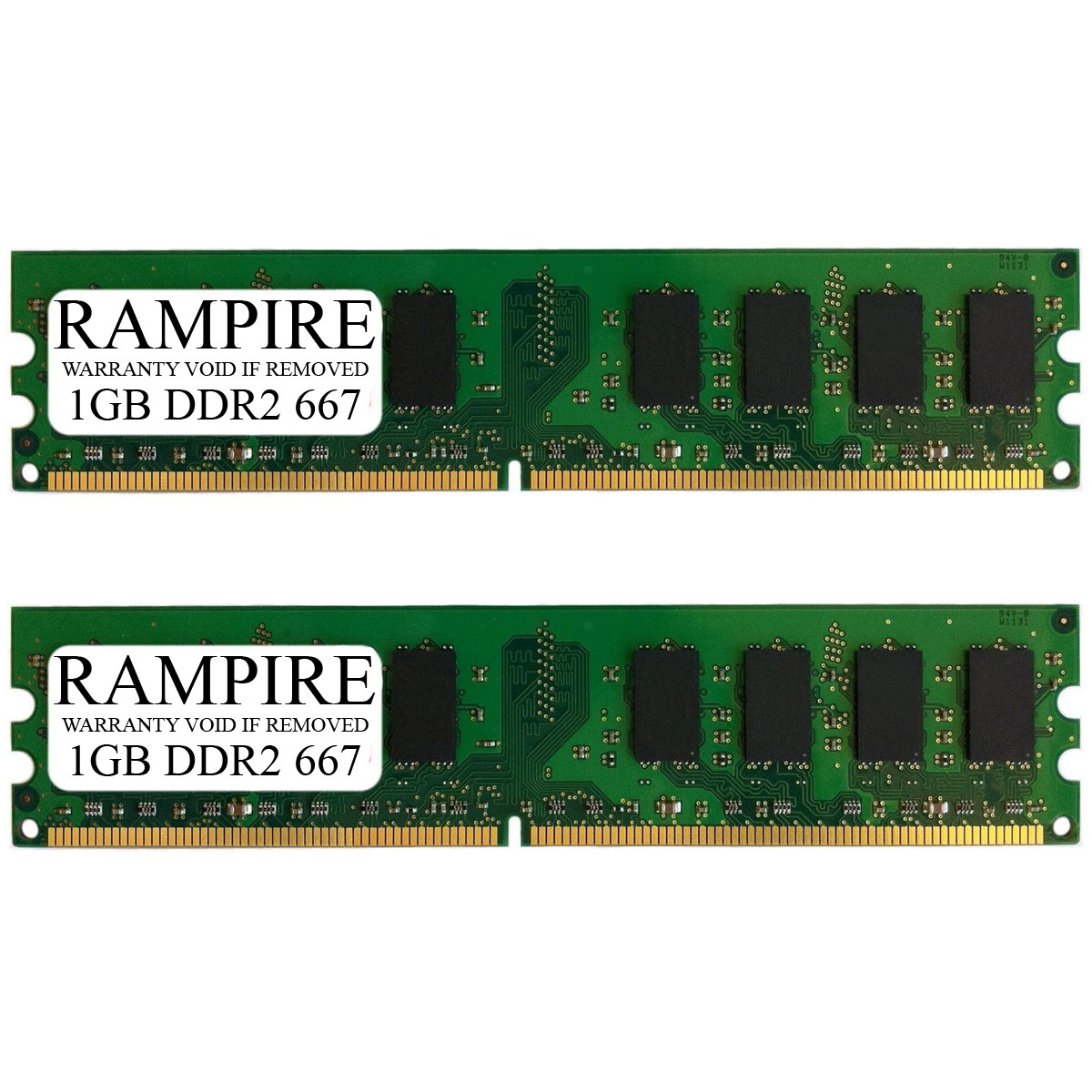 RAMPIRE 2GB (2 x 1GB) DDR2 667 (PC2 5400) 240-Pin DDR2 SDRAM 1.8V 2Rx8 Non-ECC UDIMM Memory for Desktop PC