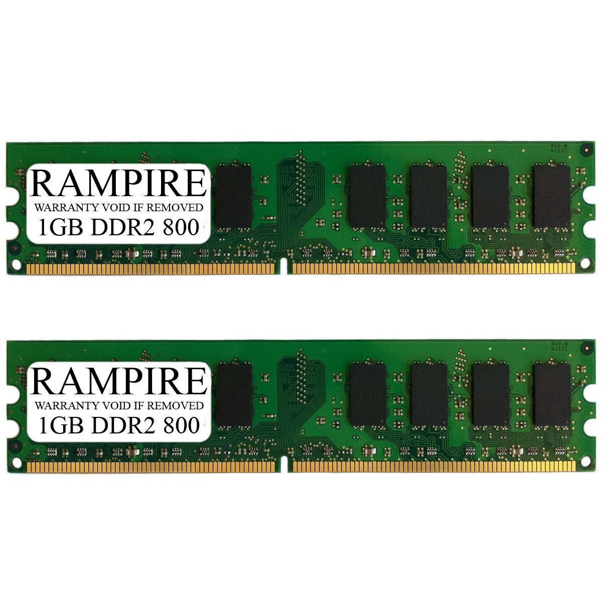 RAMPIRE 2GB (2 x 1GB) DDR2 800 (PC2 6400) 240-Pin DDR2 SDRAM 1.8V 2Rx8 Non-ECC UDIMM Memory for Desktop PC