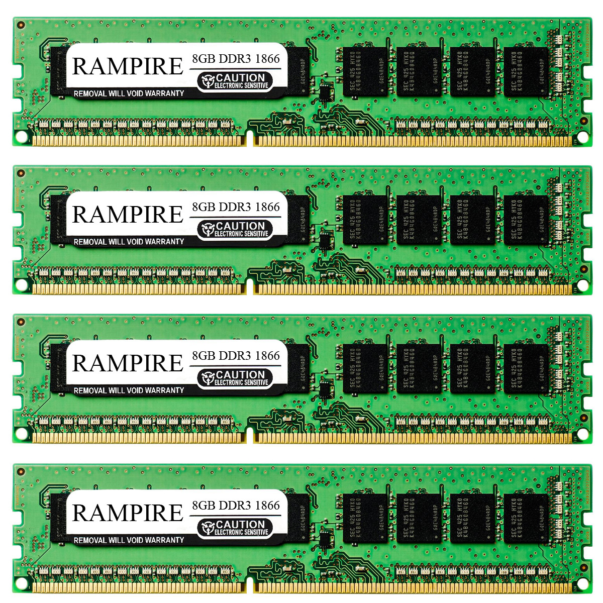 RAMPIRE 32GB (4 x 8GB) DDR3 1866 (PC3 14900) 240-Pin DDR3 SDRAM 1.5V 2Rx8 Non-ECC UDIMM Memory for Desktop PC