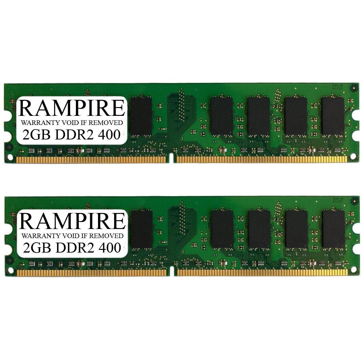 RAMPIRE 4GB (2 x 2GB) DDR2 400 (PC2 3200) 240-Pin DDR2 SDRAM 1.8V 2Rx8 Non-ECC UDIMM Memory for Desktop PC