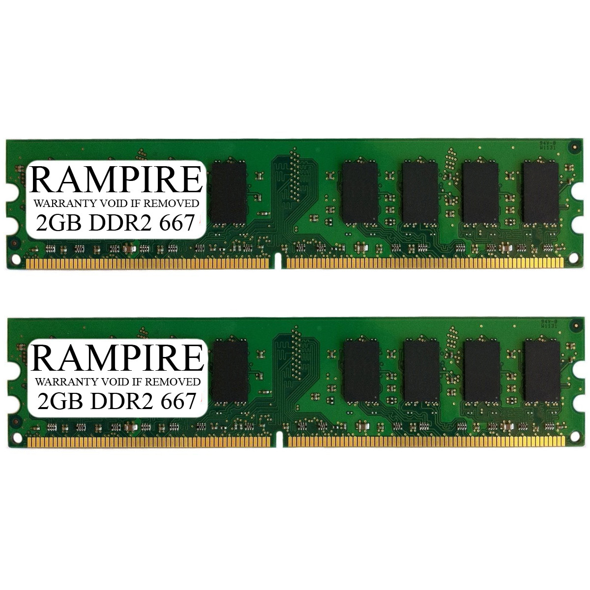 RAMPIRE 4GB (2 x 2GB) DDR2 667 (PC2 5400) 240-Pin DDR2 SDRAM 1.8V 2Rx8 Non-ECC UDIMM Memory for Desktop PC