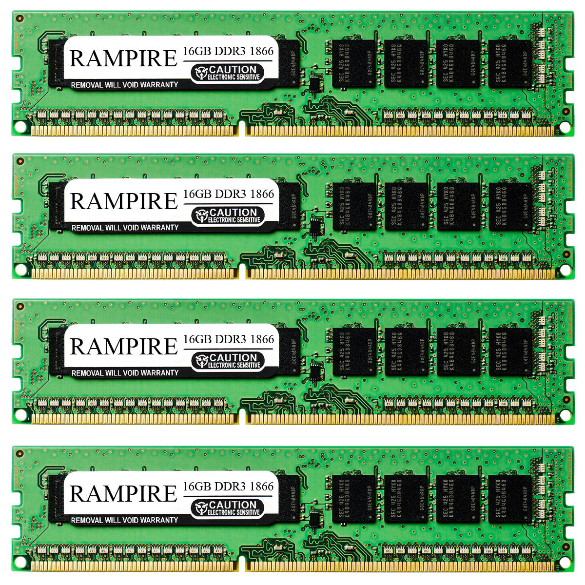 RAMPIRE 64GB (4 x 16GB) DDR3 1866 (PC3 14900) 240-Pin DDR3 SDRAM 1.5V 2Rx8 Non-ECC UDIMM Memory for Desktop PC