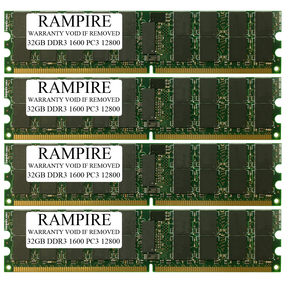 RAMPIRE 128GB (4 x 32GB) DDR3 1600 (PC3 12800) 240-Pin SDRAM 2Rx4 Standard Profile 1.35V ECC Registered Server Memory