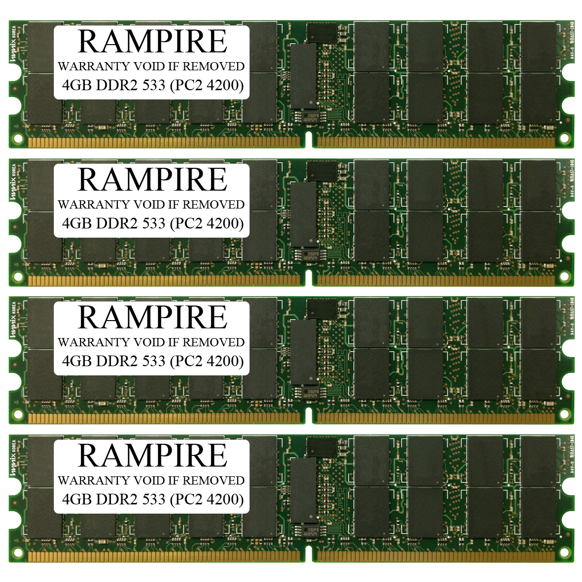 RAMPIRE 16GB (4 x 4GB) DDR2 533 (PC2 4200) 240-Pin SDRAM 2Rx4 Standard Profile 1.8V ECC Registered Server Memory