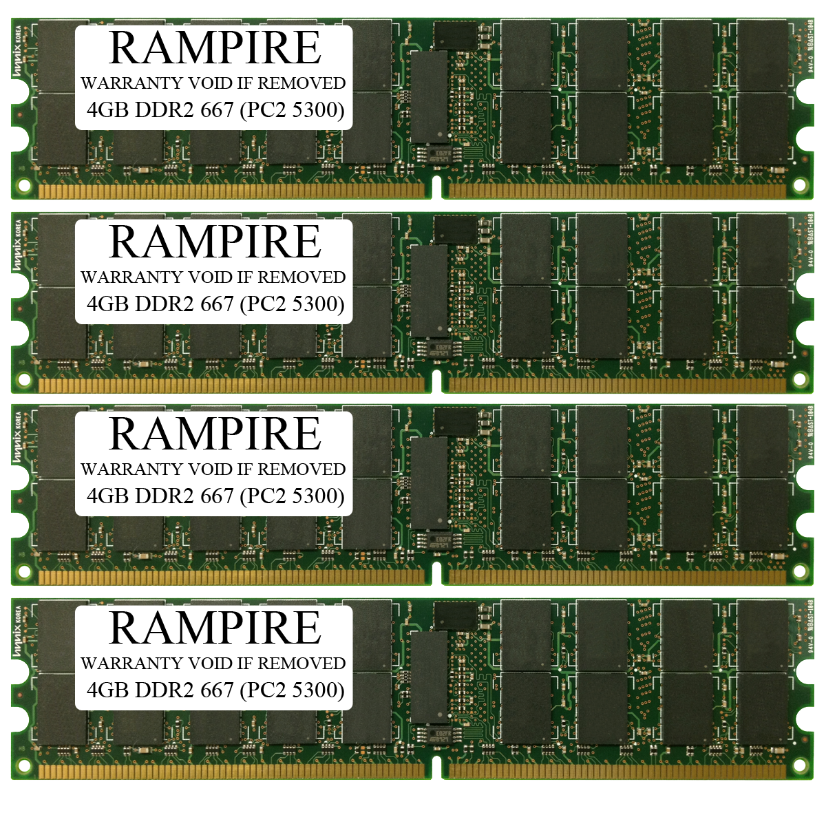 RAMPIRE 16GB (4 x 4GB) DDR2 667 (PC2 5300) 240-Pin SDRAM 2Rx4 Standard Profile 1.8V ECC Registered Server Memory