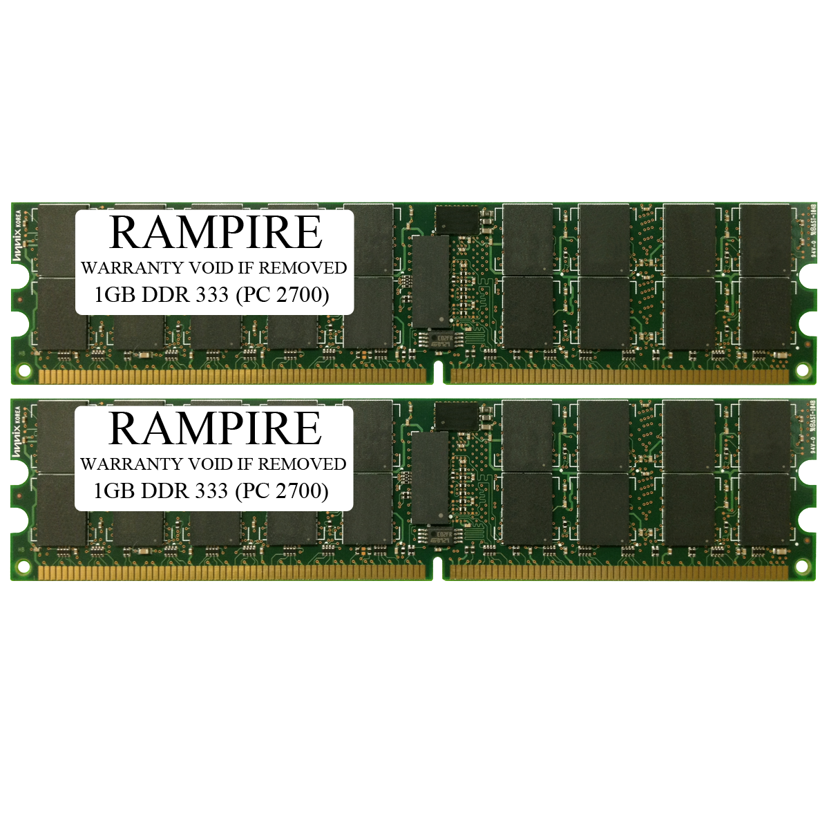 RAMPIRE 2GB (2 x 1GB) DDR 333 (PC 2700) 184-Pin SDRAM 2Rx4 Standard Profile 2.5V ECC Registered Server Memory