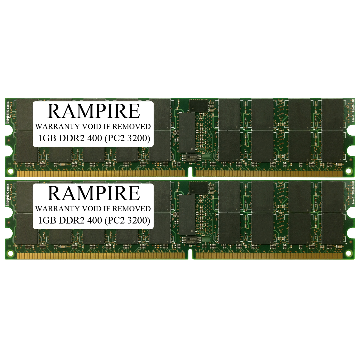 RAMPIRE 2GB (2 x 1GB) DDR2 400 (PC2 3200) 240-Pin SDRAM 1Rx4 Standard Profile 1.8V ECC Registered Server Memory