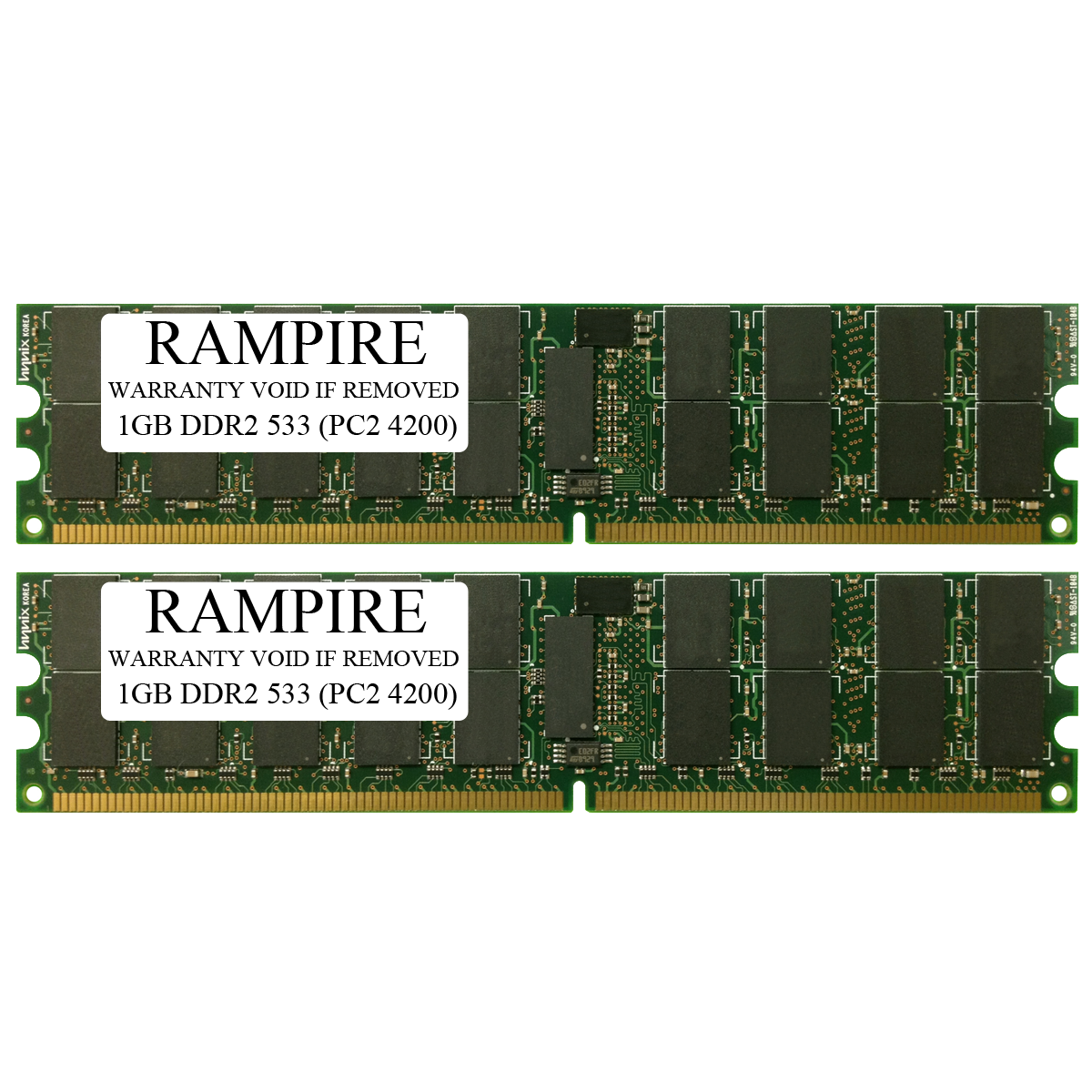 RAMPIRE 2GB (2 x 1GB) DDR2 533 (PC2 4200) 240-Pin SDRAM 1Rx4 Standard Profile 1.8V ECC Registered Server Memory