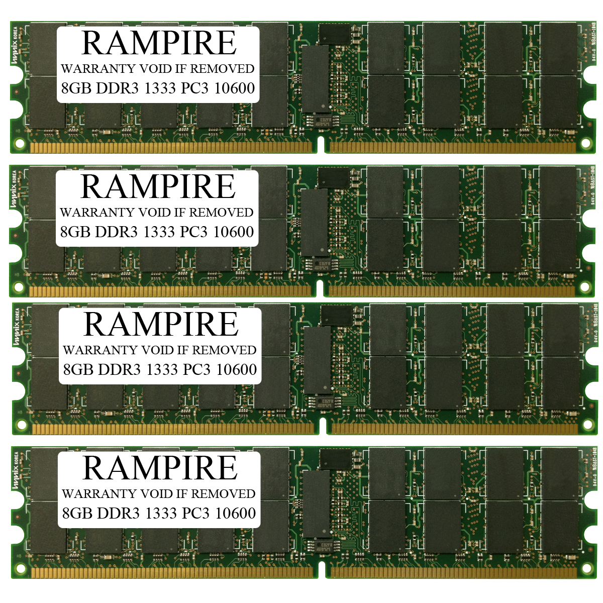 RAMPIRE 32GB (4 x 8GB) DDR3 1333 (PC3 10600) 240-Pin SDRAM 2Rx4 Standard Profile 1.35V ECC Registered Server Memory
