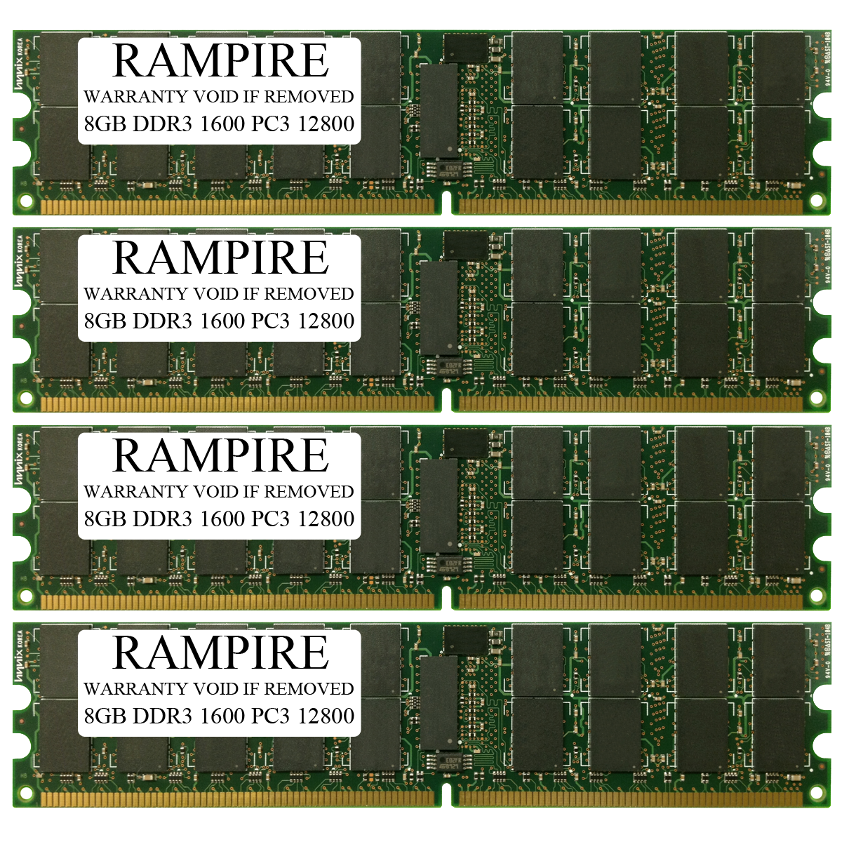 RAMPIRE 32GB (4 x 8GB) DDR3 1600 (PC3 12800) 240-Pin SDRAM 1Rx4 Standard Profile 1.35V ECC Registered Server Memory