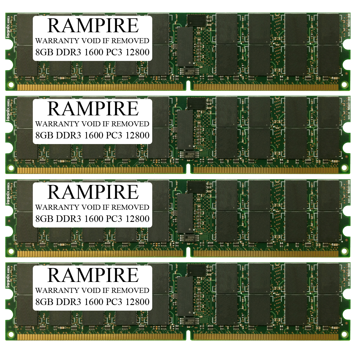 RAMPIRE 32GB (4 x 8GB) DDR3 1600 (PC3 12800) 240-Pin SDRAM 2Rx4 Standard Profile 1.5V ECC Registered Server Memory