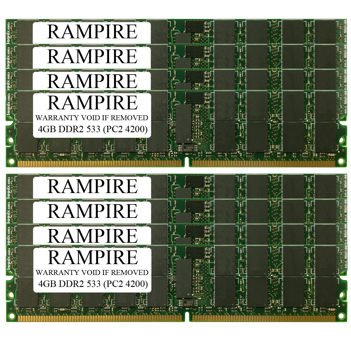 RAMPIRE 32GB (8 x 4GB) DDR2 533 (PC2 4200) 240-Pin SDRAM 2Rx4 Standard Profile 1.8V ECC Registered Server Memory