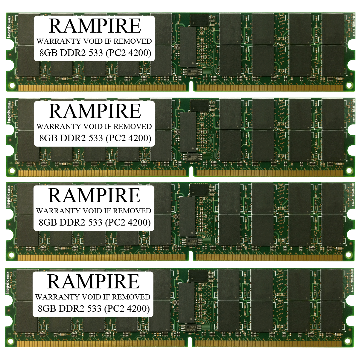 RAMPIRE 32GB (4 x 8GB) DDR2 533 (PC2 4200) 240-Pin SDRAM 4Rx4 Standard Profile 1.8V ECC Registered Server Memory