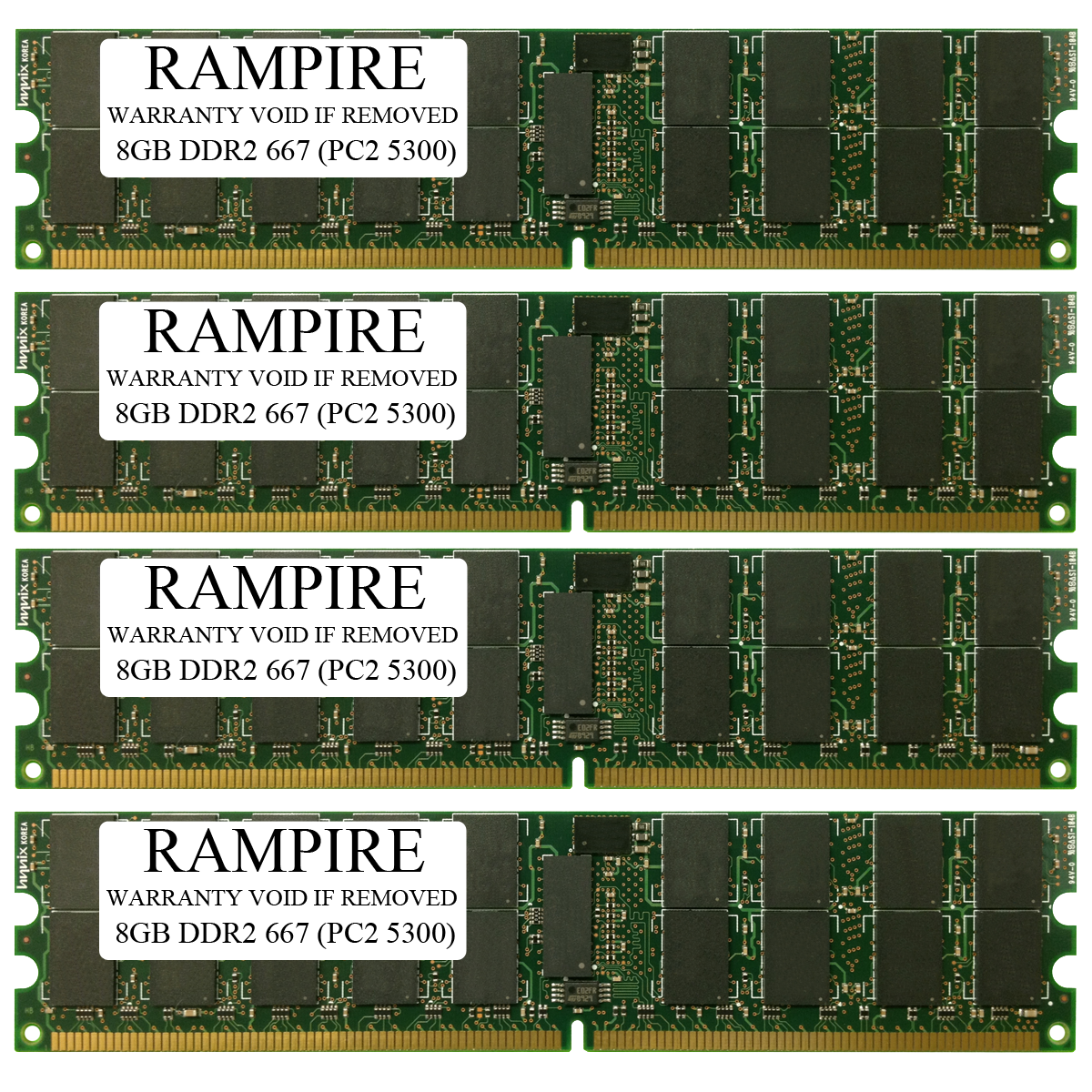 RAMPIRE 32GB (4 x 8GB) DDR2 667 (PC2 5300) 240-Pin SDRAM 2Rx4 Standard Profile 1.8V ECC Registered Server Memory