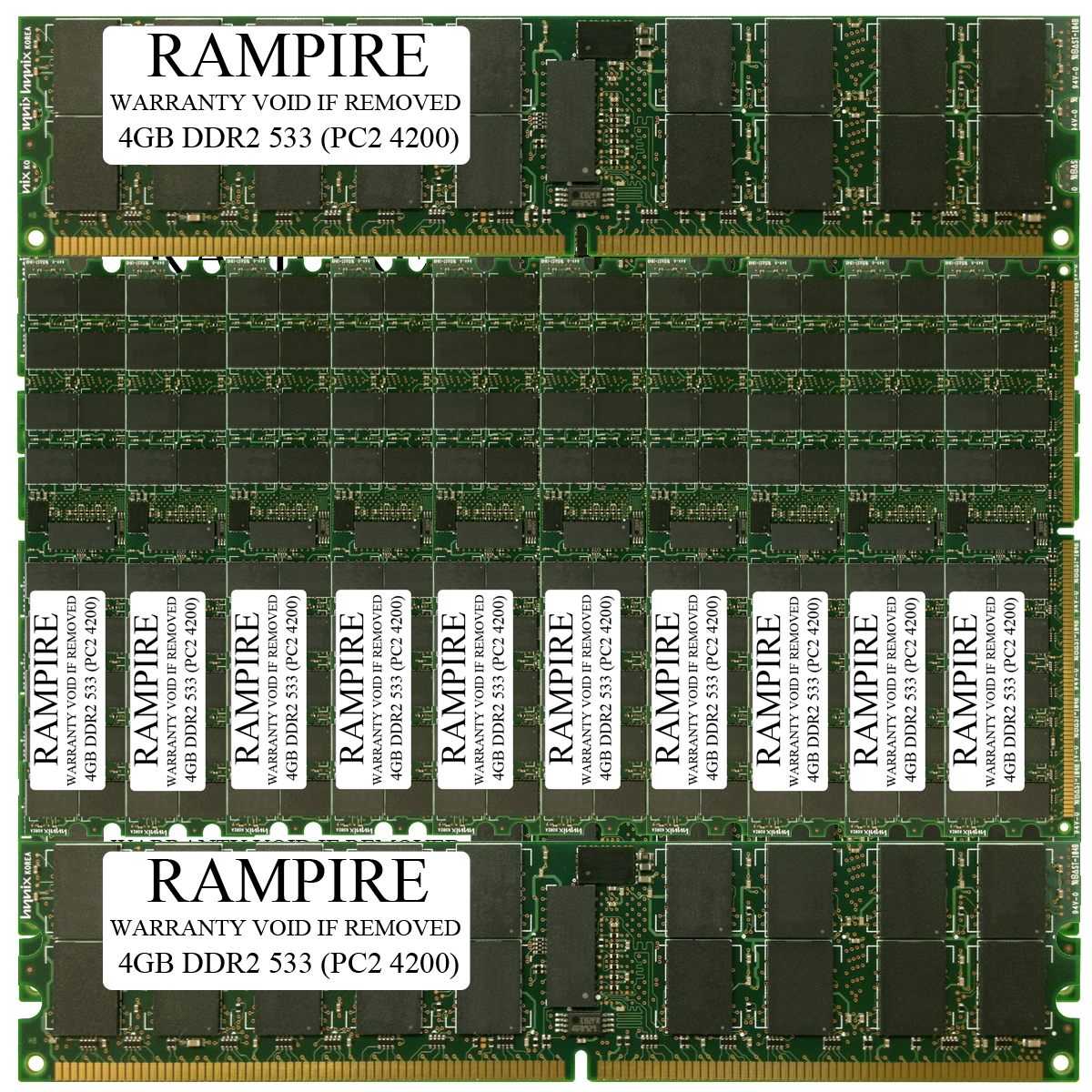 RAMPIRE 48GB (12 x 4GB) DDR2 533 (PC2 4200) 240-Pin SDRAM 2Rx4 Standard Profile 1.8V ECC Registered Server Memory