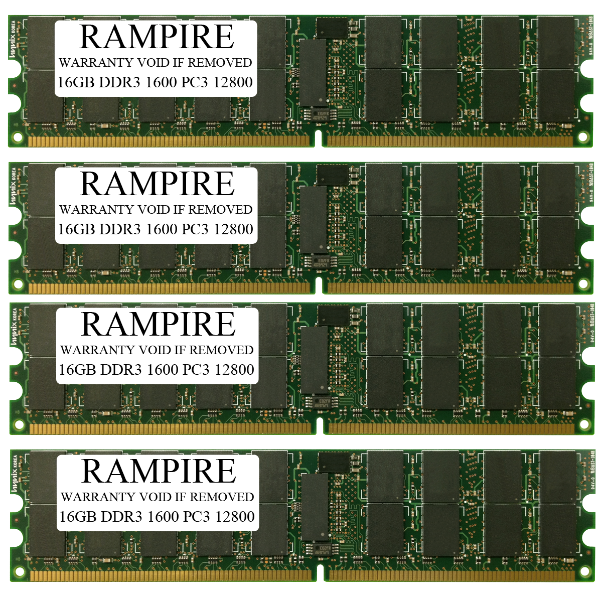 RAMPIRE 64GB (4 x 16GB) DDR3 1600 (PC3 12800) 240-Pin SDRAM 2Rx4 Standard Profile 1.35V ECC Registered Server Memory