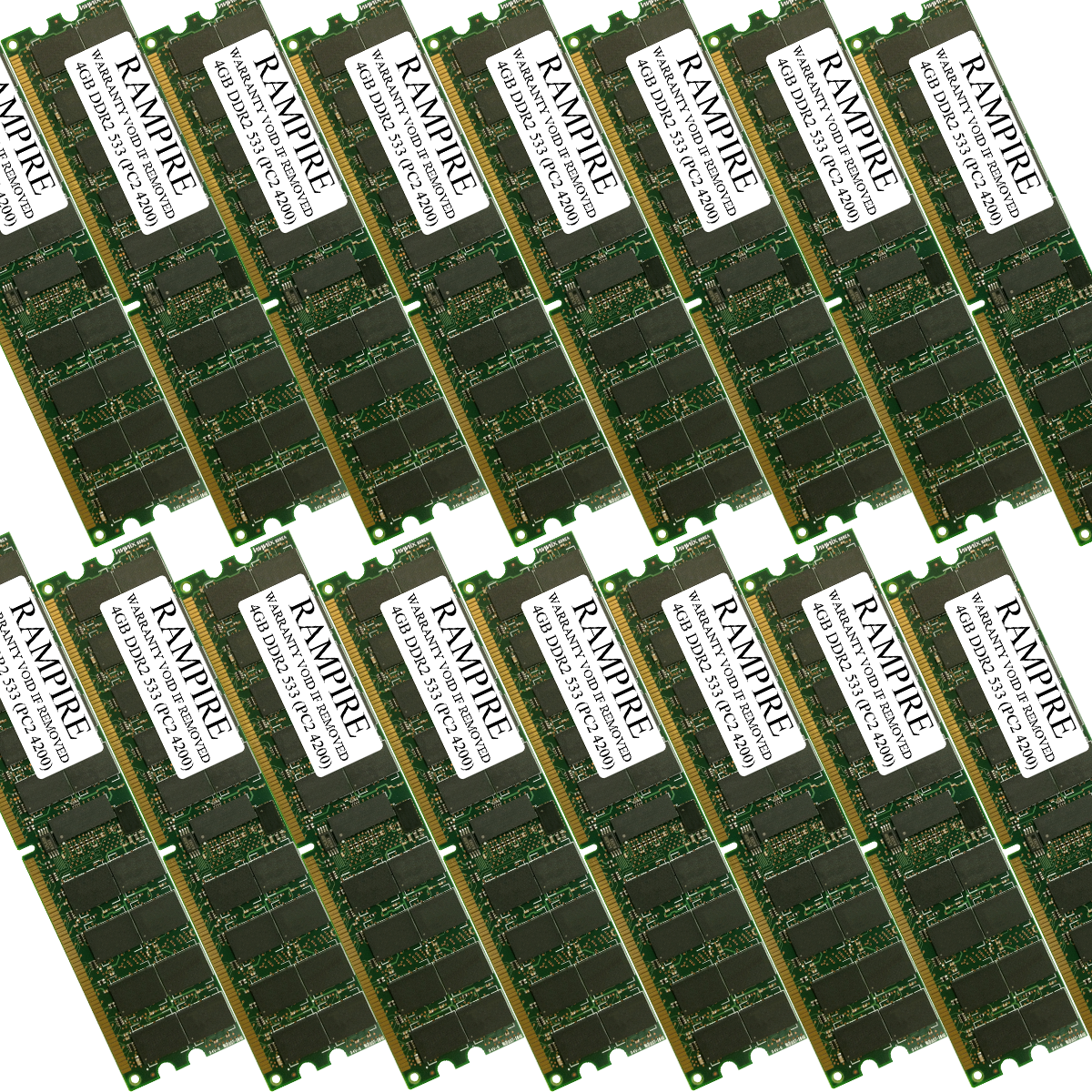 RAMPIRE 64GB (16 x 4GB) DDR2 533 (PC2 4200) 240-Pin SDRAM 2Rx4 Standard Profile 1.8V ECC Registered Server Memory