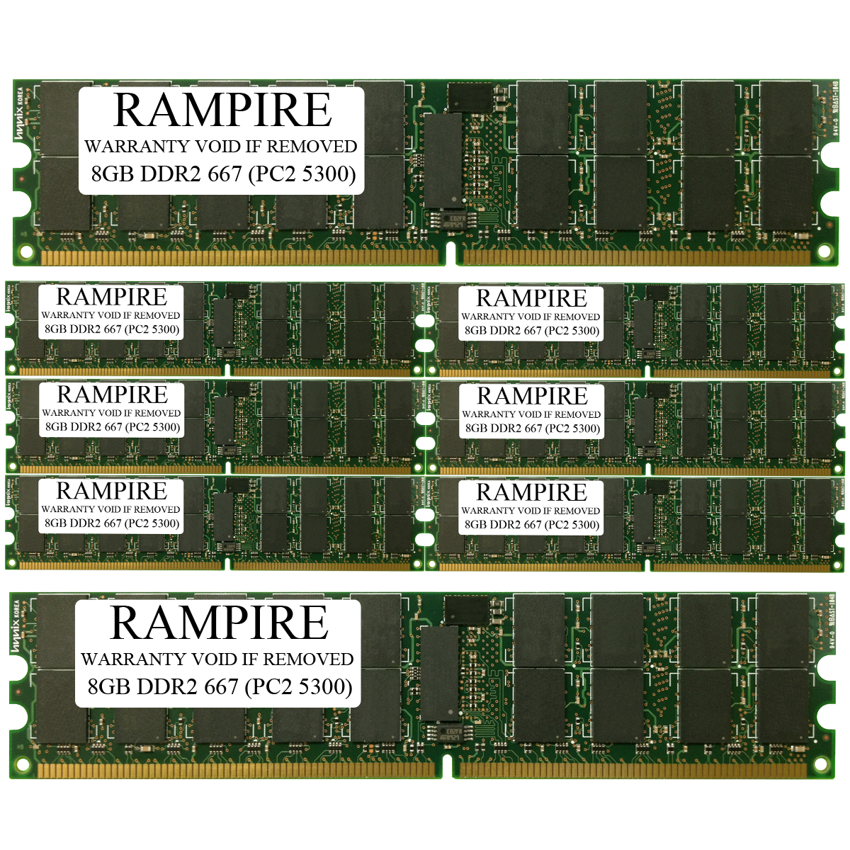 RAMPIRE 64GB (8 x 8GB) DDR2 667 (PC2 5300) 240-Pin SDRAM 2Rx4 Standard Profile 1.8V ECC Registered Server Memory