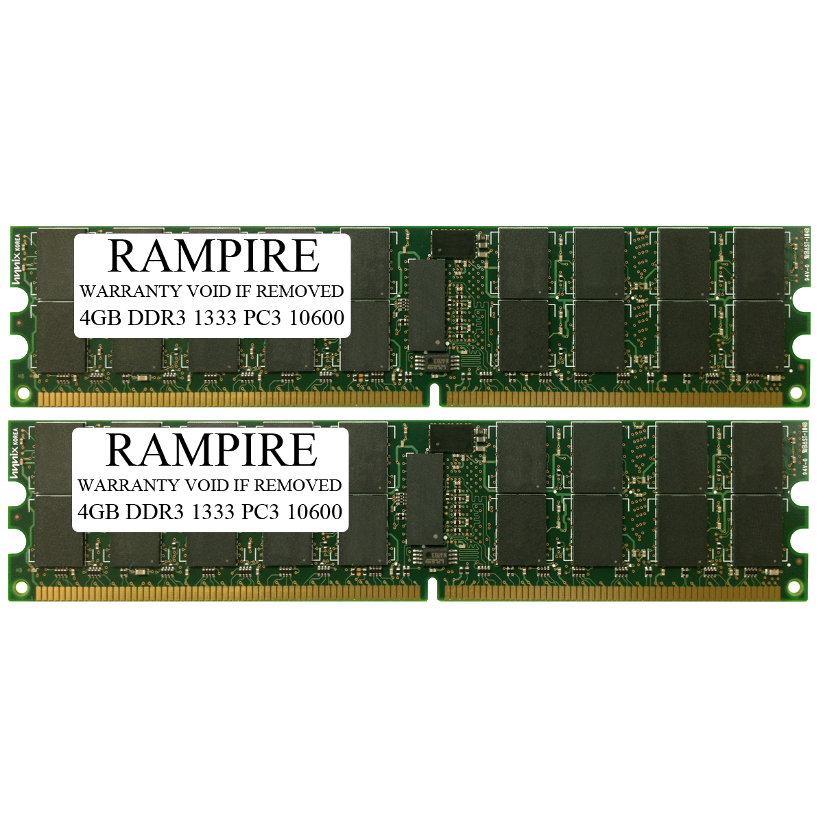 RAMPIRE 8GB (2 x 4GB) DDR3 1333 (PC3 10600) 240-Pin SDRAM 1Rx4 Standard Profile 1.35V ECC Registered Server Memory