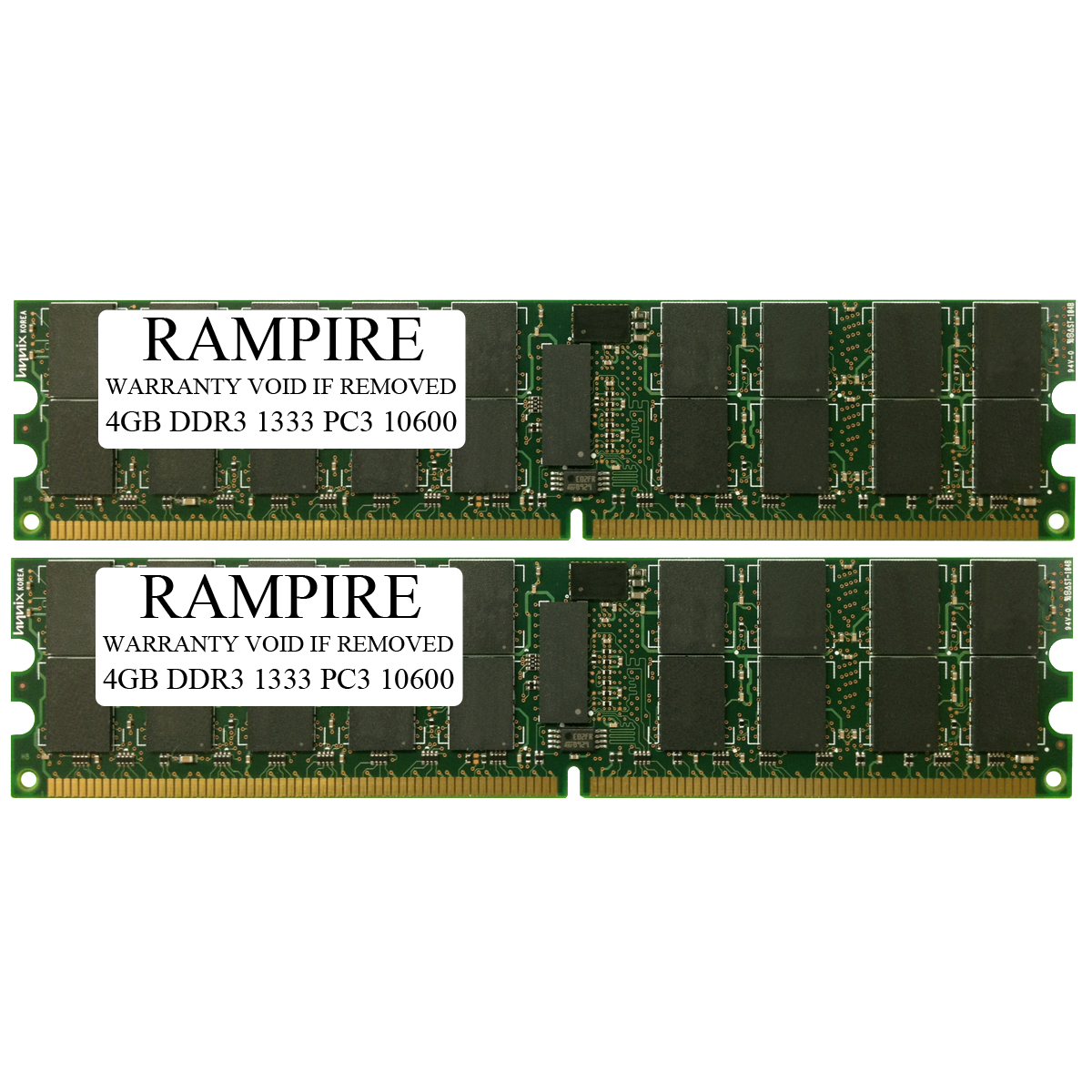 RAMPIRE 8GB (2 x 4GB) DDR3 1333 (PC3 10600) 240-Pin SDRAM 2Rx4 Standard Profile 1.35V ECC Registered Server Memory