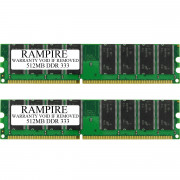 RAMPIRE 1GB (2 x 512MB) DDR 333 (PC 2700) 184-Pin DDR SDRAM 2.5V 2Rx8 Non-ECC UDIMM Memory for Desktop PC