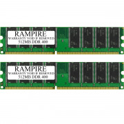 RAMPIRE 1GB (2 x 512MB) DDR 400 (PC 3200) 184-Pin DDR SDRAM 2.5V 2Rx8 Non-ECC UDIMM Memory for Desktop PC
