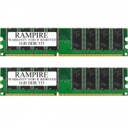 RAMPIRE 2GB (2 x 1GB) DDR 333 (PC 2700) 184-Pin DDR SDRAM 2.5V 2Rx8 Non-ECC UDIMM Memory for Desktop PC
