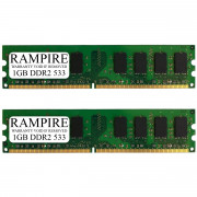 RAMPIRE 2GB (2 x 1GB) DDR2 533 (PC2 4200) 240-Pin DDR2 SDRAM 1.8V 2Rx8 Non-ECC UDIMM Memory for Desktop PC