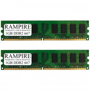 RAMPIRE 2GB (2 x 1GB) DDR2 667 (PC2 5400) 240-Pin DDR2 SDRAM 1.8V 2Rx8 Non-ECC UDIMM Memory for Desktop PC