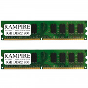 RAMPIRE 2GB (2 x 1GB) DDR2 800 (PC2 6400) 240-Pin DDR2 SDRAM 1.8V 2Rx8 Non-ECC UDIMM Memory for Desktop PC