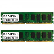 RAMPIRE 4GB (2 x 2GB) DDR2 533 (PC2 4200) 240-Pin DDR2 SDRAM 1.8V 2Rx8 Non-ECC UDIMM Memory for Desktop PC
