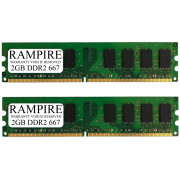 RAMPIRE 4GB (2 x 2GB) DDR2 667 (PC2 5400) 240-Pin DDR2 SDRAM 1.8V 2Rx8 Non-ECC UDIMM Memory for Desktop PC