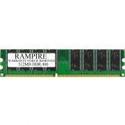 RAMPIRE 512MB DDR 400 (PC 3200) 184-Pin DDR SDRAM 2.5V 2Rx8 Non-ECC UDIMM Memory for Desktop PC