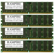 RAMPIRE 16GB (4 x 4GB) DDR2 533 (PC2 4200) 240-Pin SDRAM 2Rx4 Standard Profile 1.8V ECC Registered Server Memory