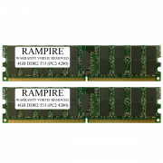 RAMPIRE 8GB (2 x 4GB) DDR2 533 (PC2 4200) 240-Pin SDRAM 2Rx4 Standard Profile 1.8V ECC Registered Server Memory