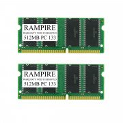 RAMPIRE 1GB (2 x 512MB) PC 133 144-Pin SO-DIMM 3.3V 2Rx8 Non-ECC Unbuffered Memory for Laptop/Notebook PC and Mac