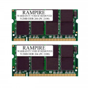 RAMPIRE 1GB (2 x 512MB) DDR 266 (PC 2100) 200-Pin DDR SO-DIMM 2.5V 2Rx8 Non-ECC Unregistered Memory for Laptop/Notebook PC and Mac
